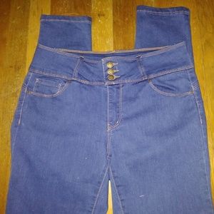Wax skinny blue jeans